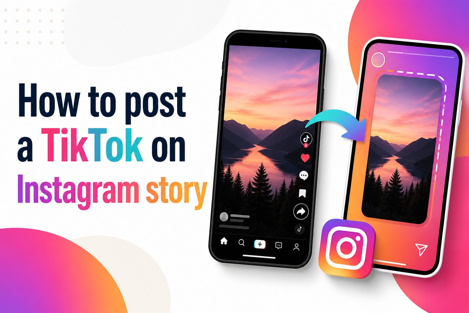 how-to-post-a-tiktok-on-instagram-story-e1312 Phone showing a TikTok video being shared to an Instagram Story
